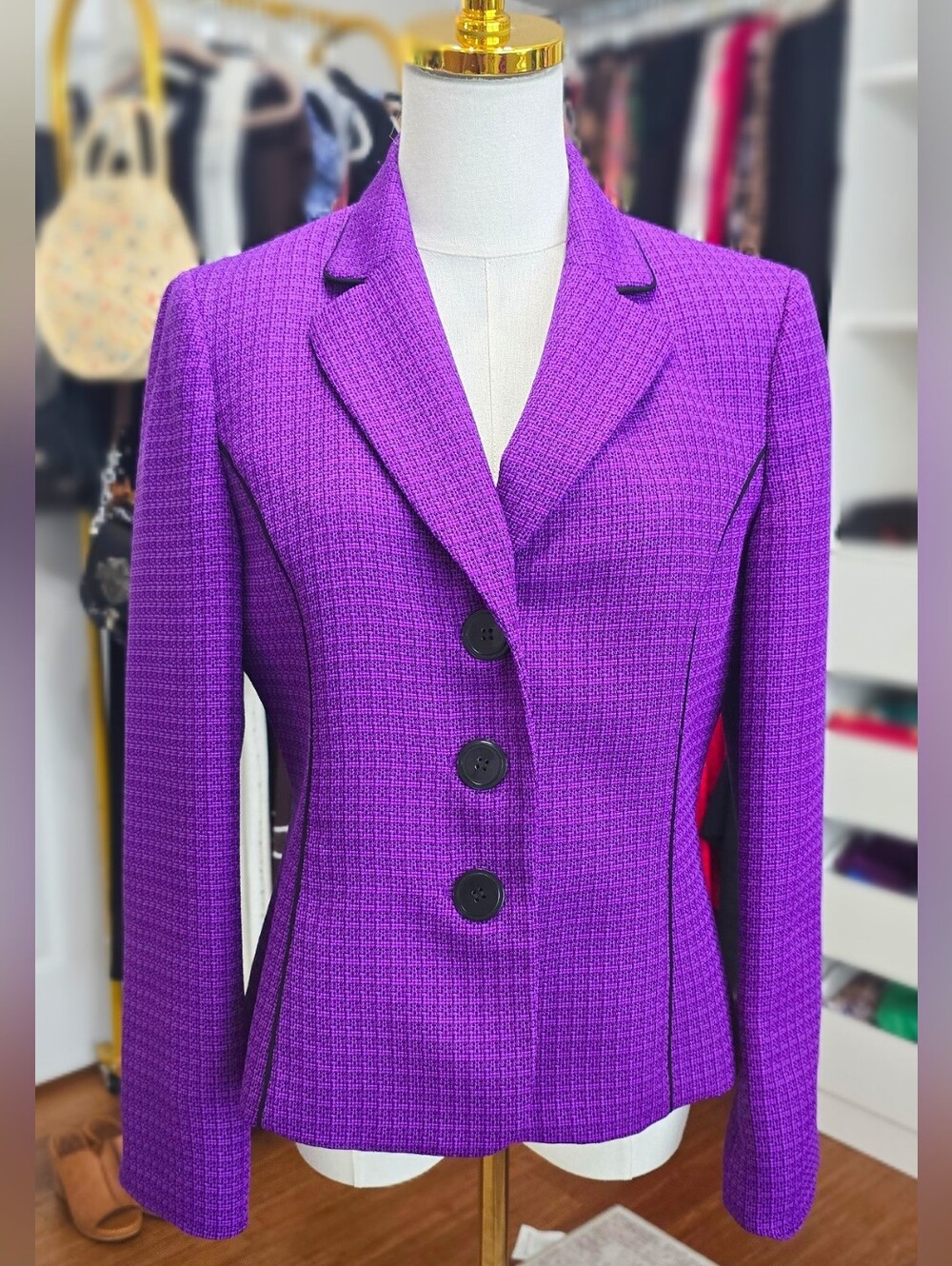 Le Suit Purple Tailored Blazer Jacket 6 P